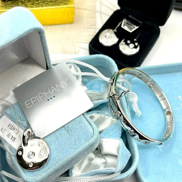 🌟 Epiphany & Diamonique Matching Necklace, Bracelet, Earring - QVC Early 2000's - Picture 5 of 17
